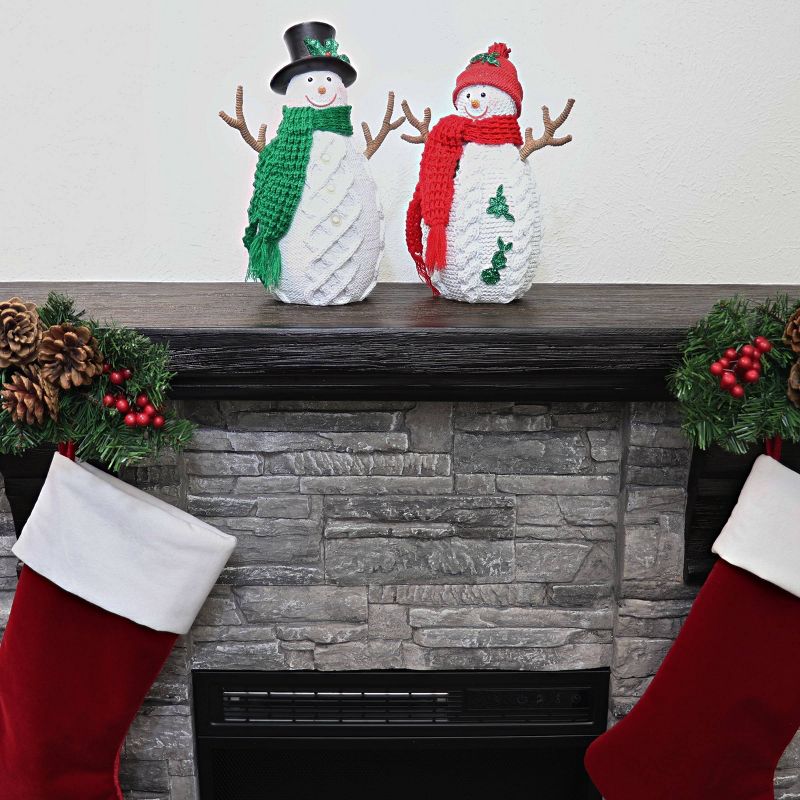 Cable Knit Snowman with Red Scarf Decorative Holiday Scene Props - Haute Décor