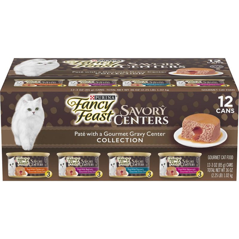 Purina Fancy Feast Savory Centers Paté Collection Gourmet Wet Cat Food - 3oz/12ct Variety Pack