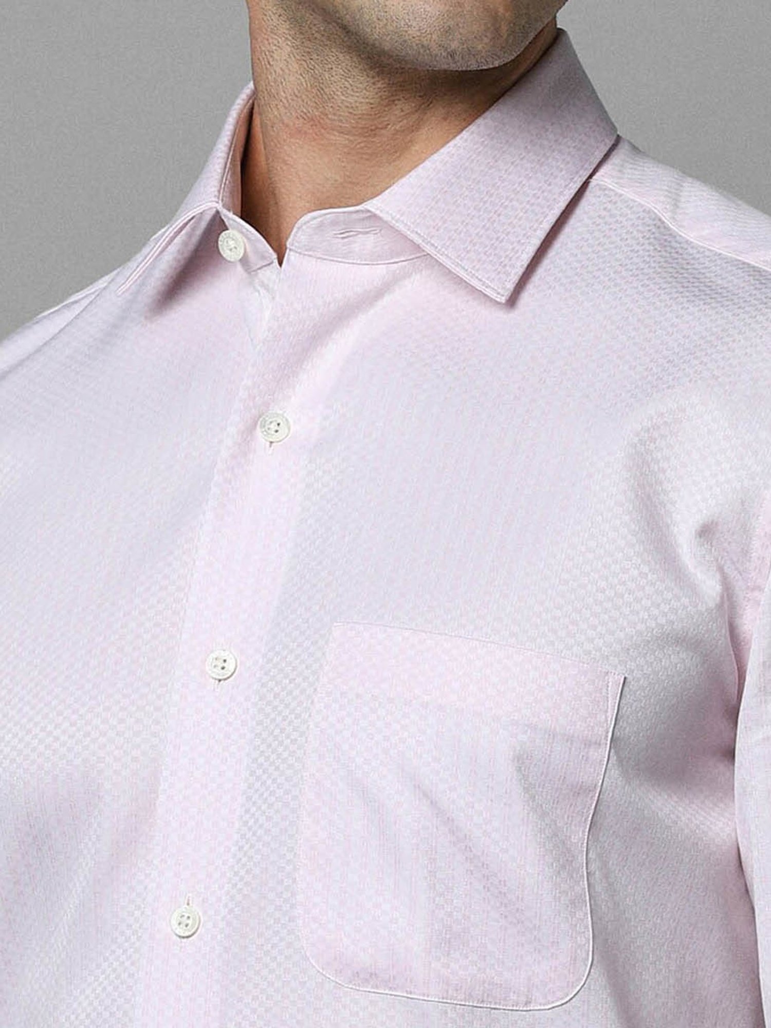 Luxure By Louis Philippe Pink Cotton Slim Fit Texture Shirt