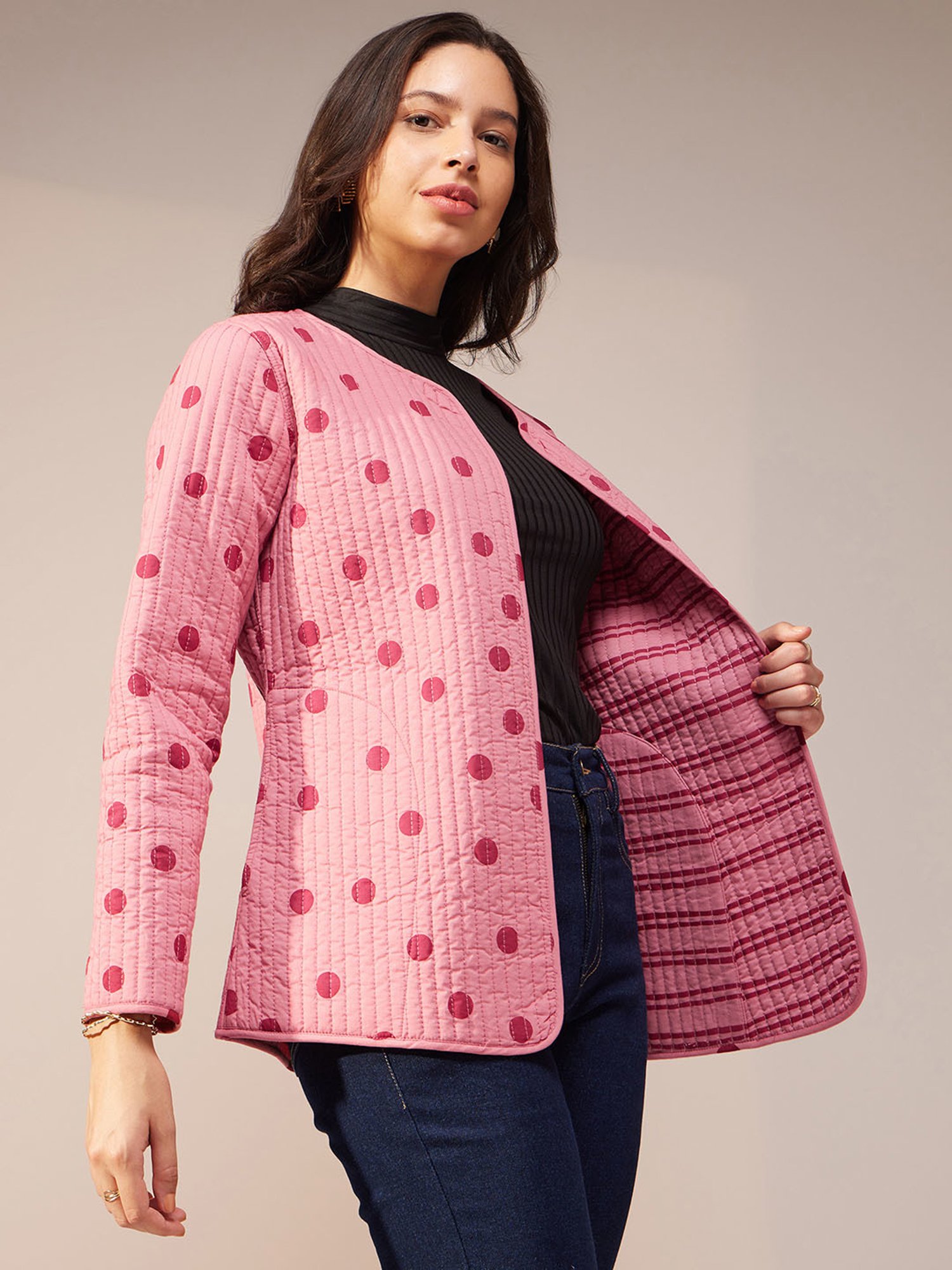 Pink Fort Pink Reversible Quilted Jacket