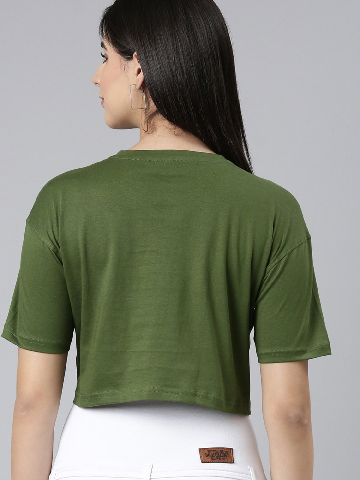 Kryptic Green & Maroon Cotton Relaxed Fit Crop T-Shirt (Pack Of 2)