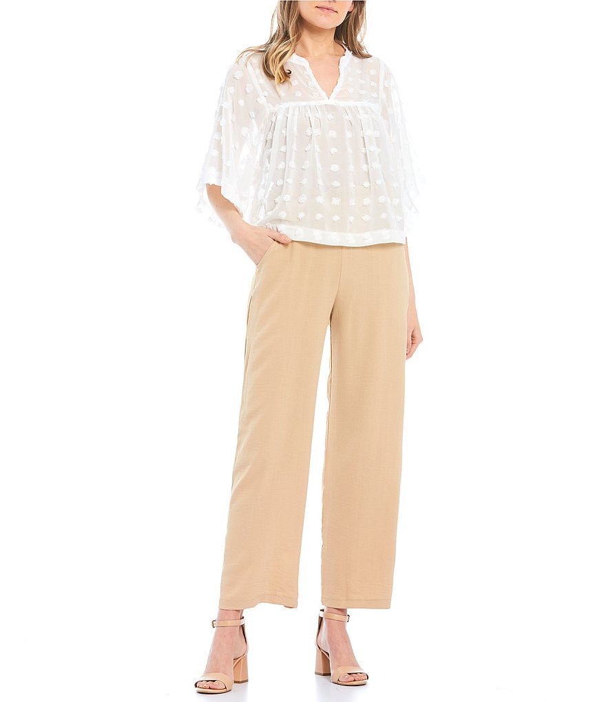 Evolutionary Short-Sleeve Large Clip-Dot Blouse Babydoll Top