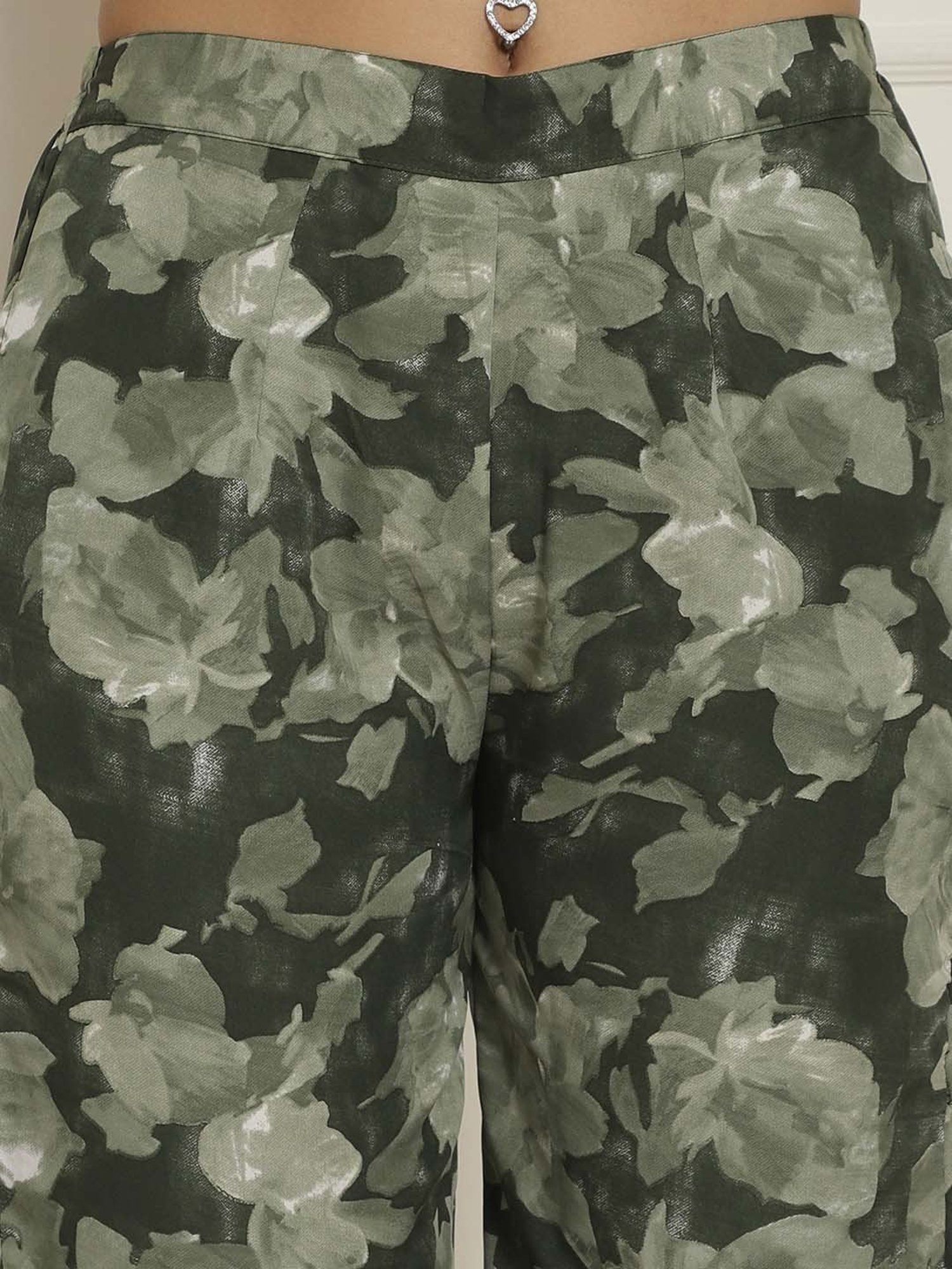 Indian Needle Olive Crop Top & Pant Set