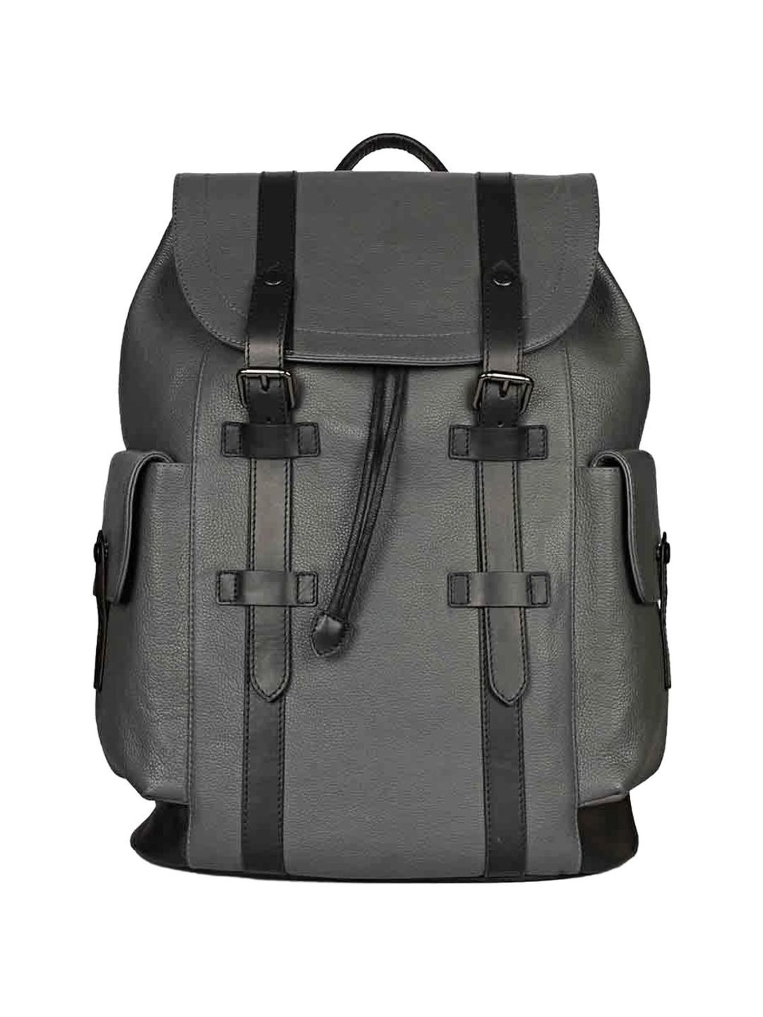 Saint G Grey Leather Medium Backpack