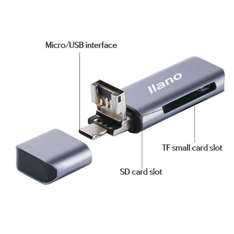 LLANO USB 3.0 Multi Smart Memory Card Reader SD/TF/Micro SD OTG Type c/Micro USB Adapter for Mac/Android/PC/Phone/Laptop/Camera