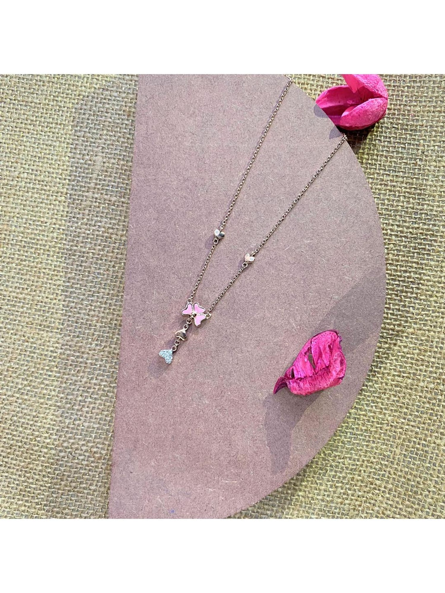 Praavy 92.5 Sterling Silver The Pink Flower Necklace for Kids