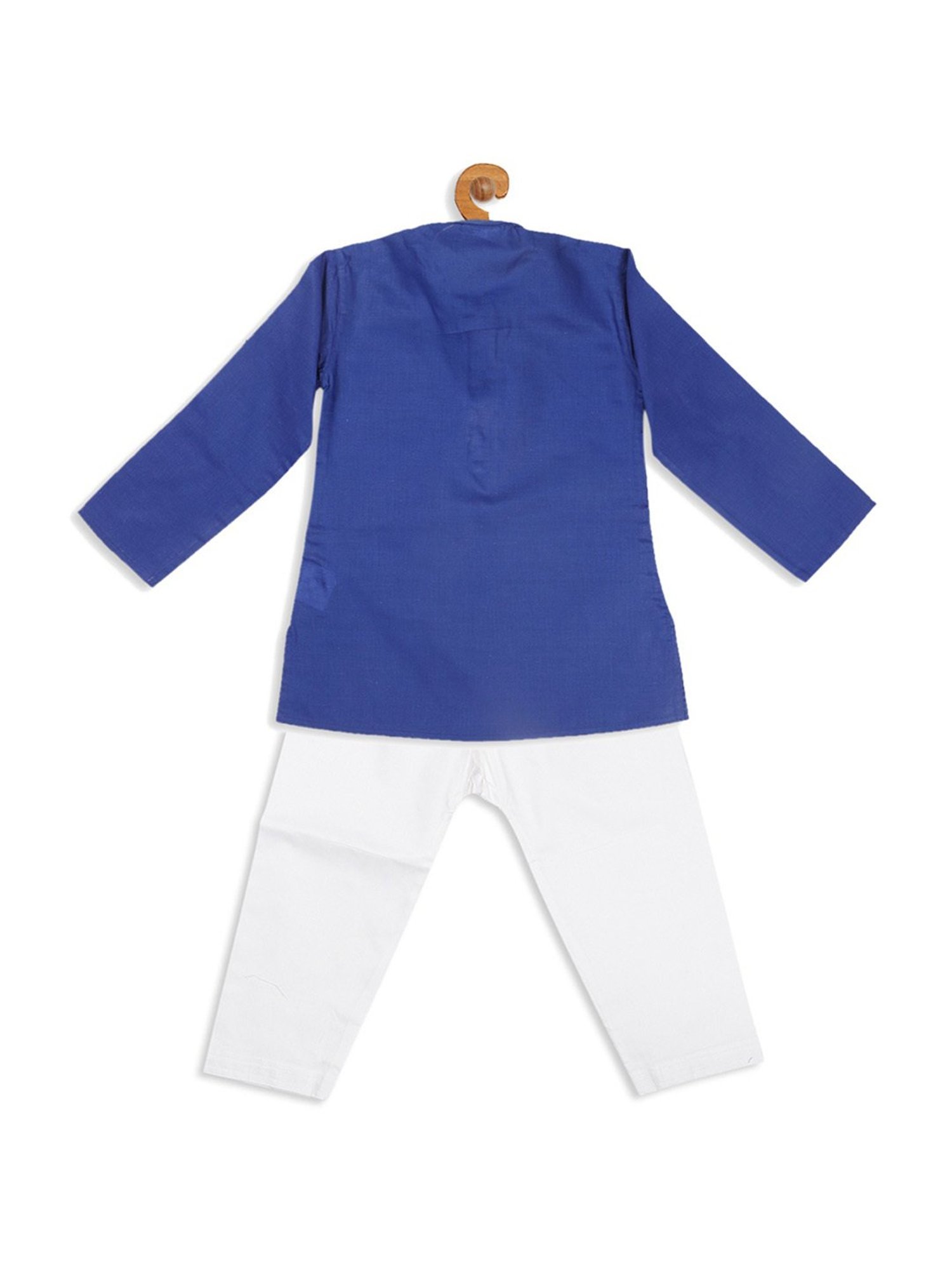 VASTRAMAY SISHU Blue & White Cotton Straight Fit Kurta Set