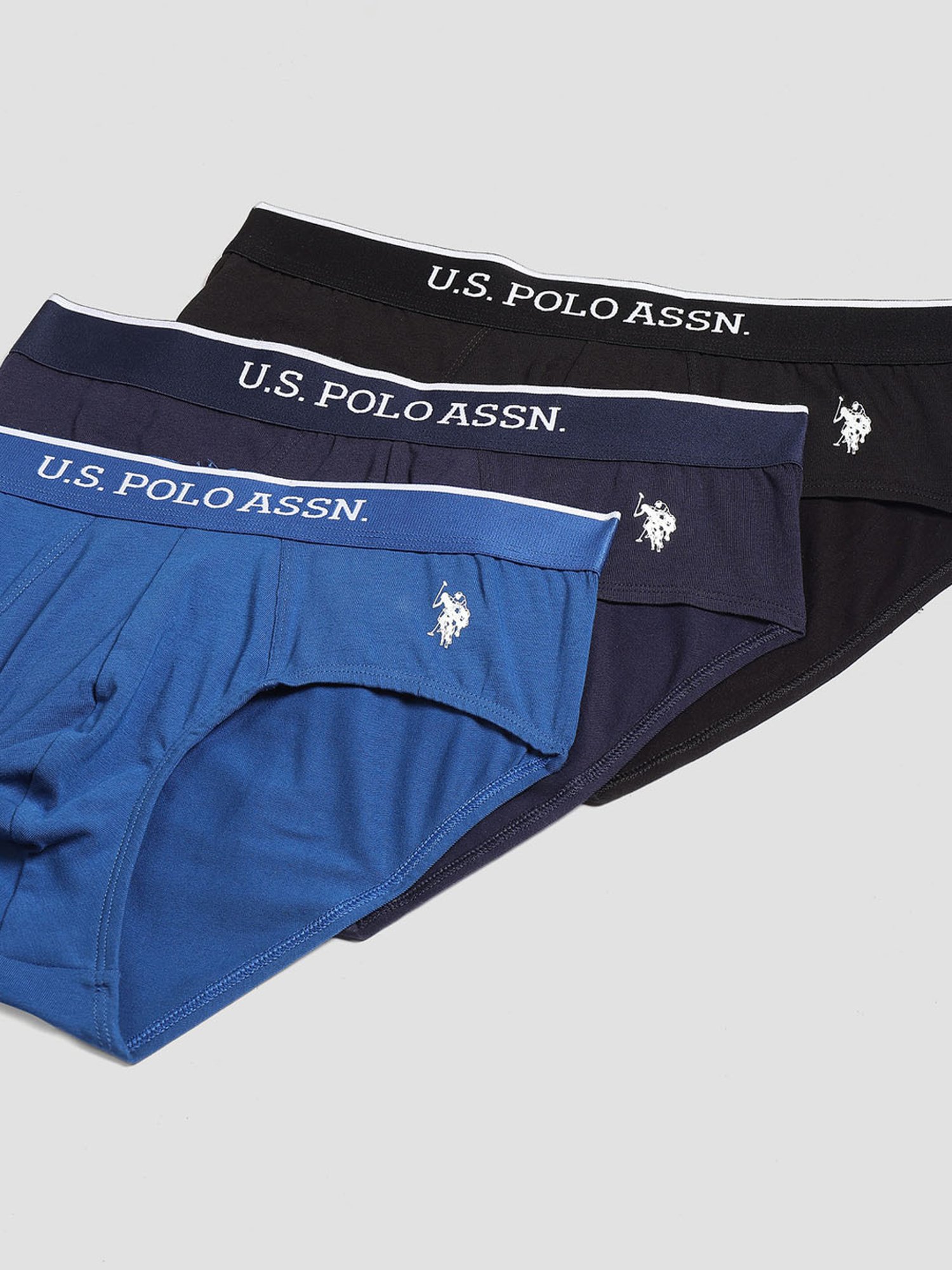 U.S. Polo Assn. Multicolor Cotton Regular Fit Briefs - Pack Of 3