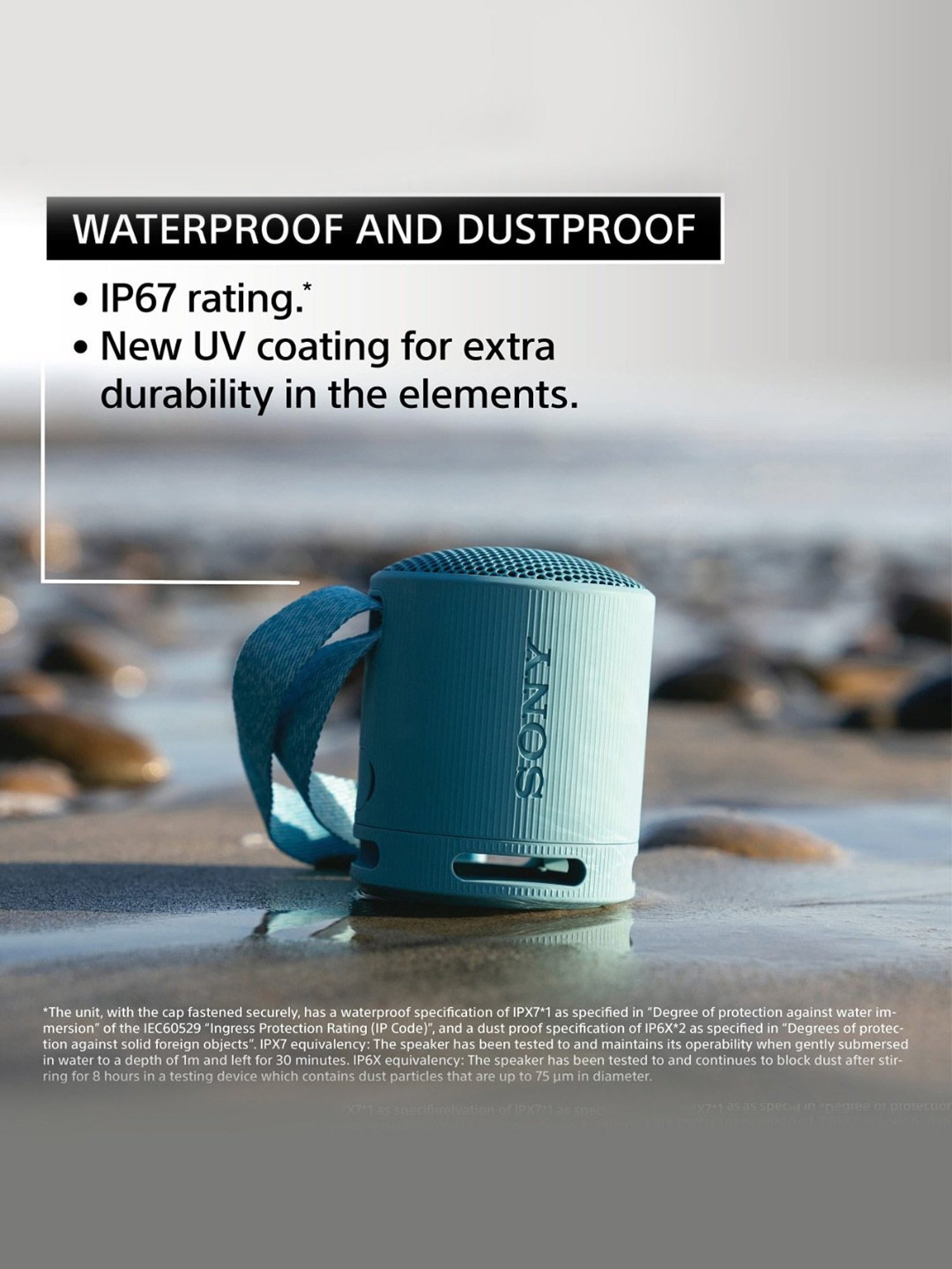 Sony SRS-XB100 Wireless Bluetooth Portable Travel Speaker with IP67 Waterproof & Dustproof (Blue)