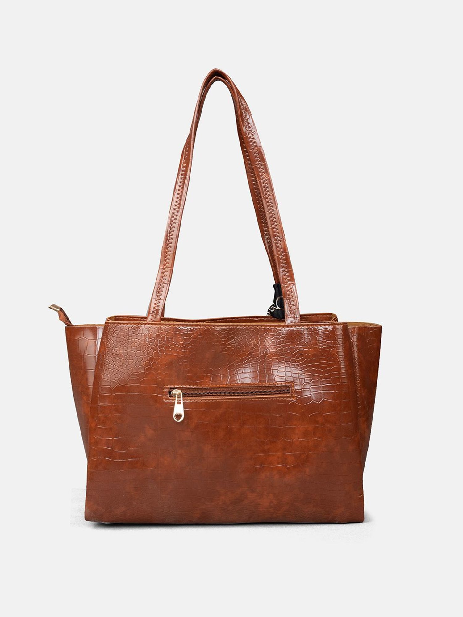 Gaurapakhi Brown Textured Large Tote Bag