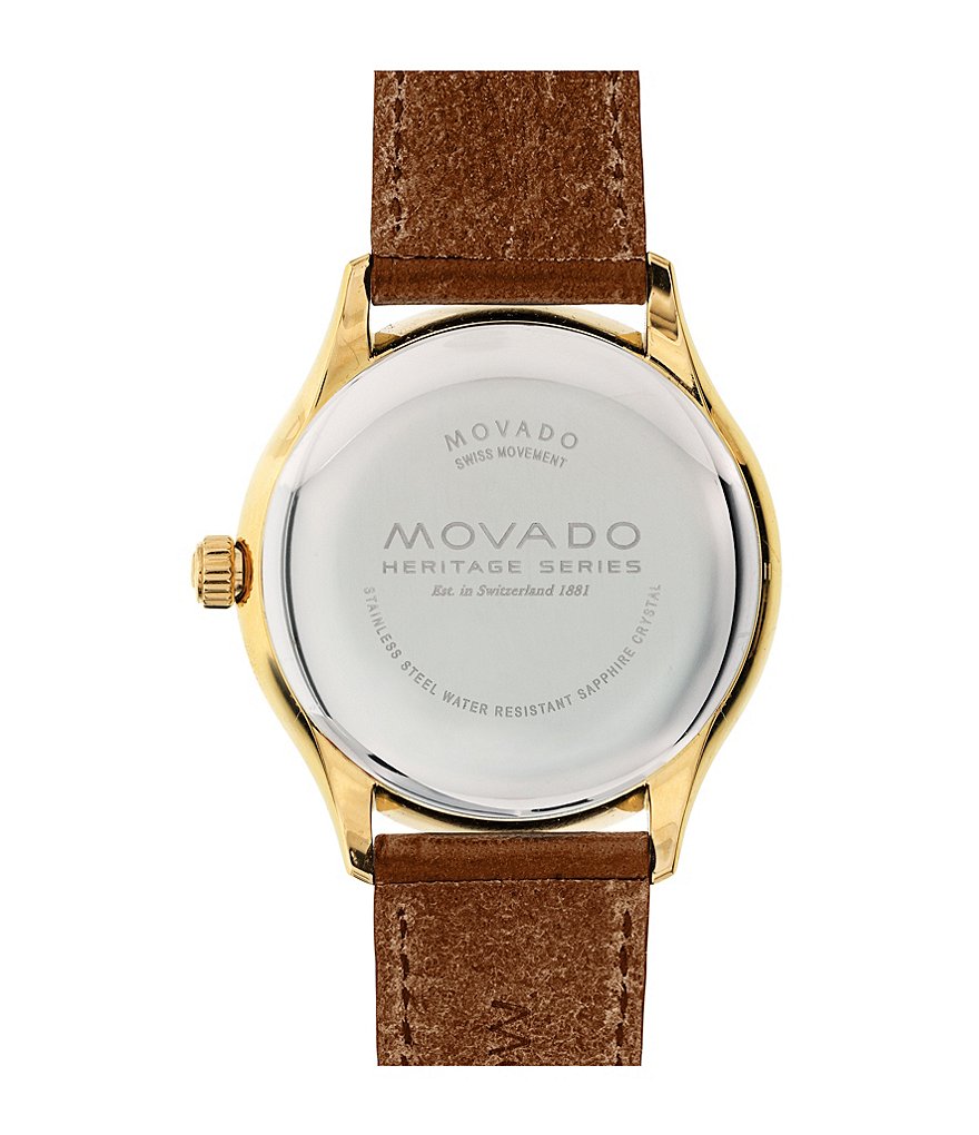 Movado Heritage Series Calendoplan Cognac Leather Strap Watch