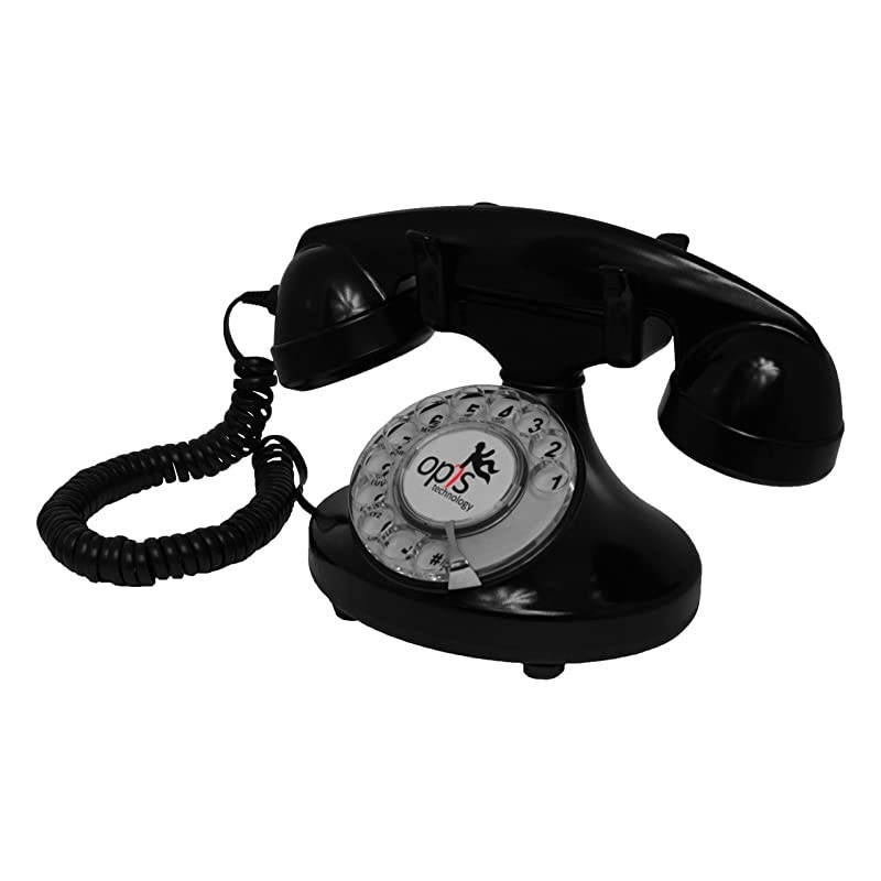 FunkyFon Cable Rotary dial disc Telephone in The sinuous Style of The 1920s with Modern Electronic Bell White