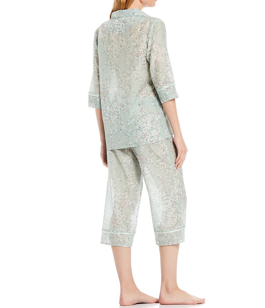 Papinelle Cherry Blossom Woven Cropped Coordinating Pajama Set