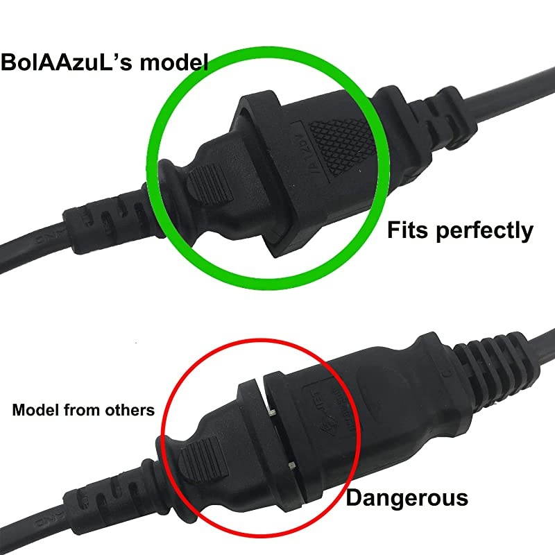 1FT03M AC Power 2 Prong Extension Cord Cable  US Black Short Power Extension Cord Male to Female for NEMA 115P to NEMA 115R 1Pack