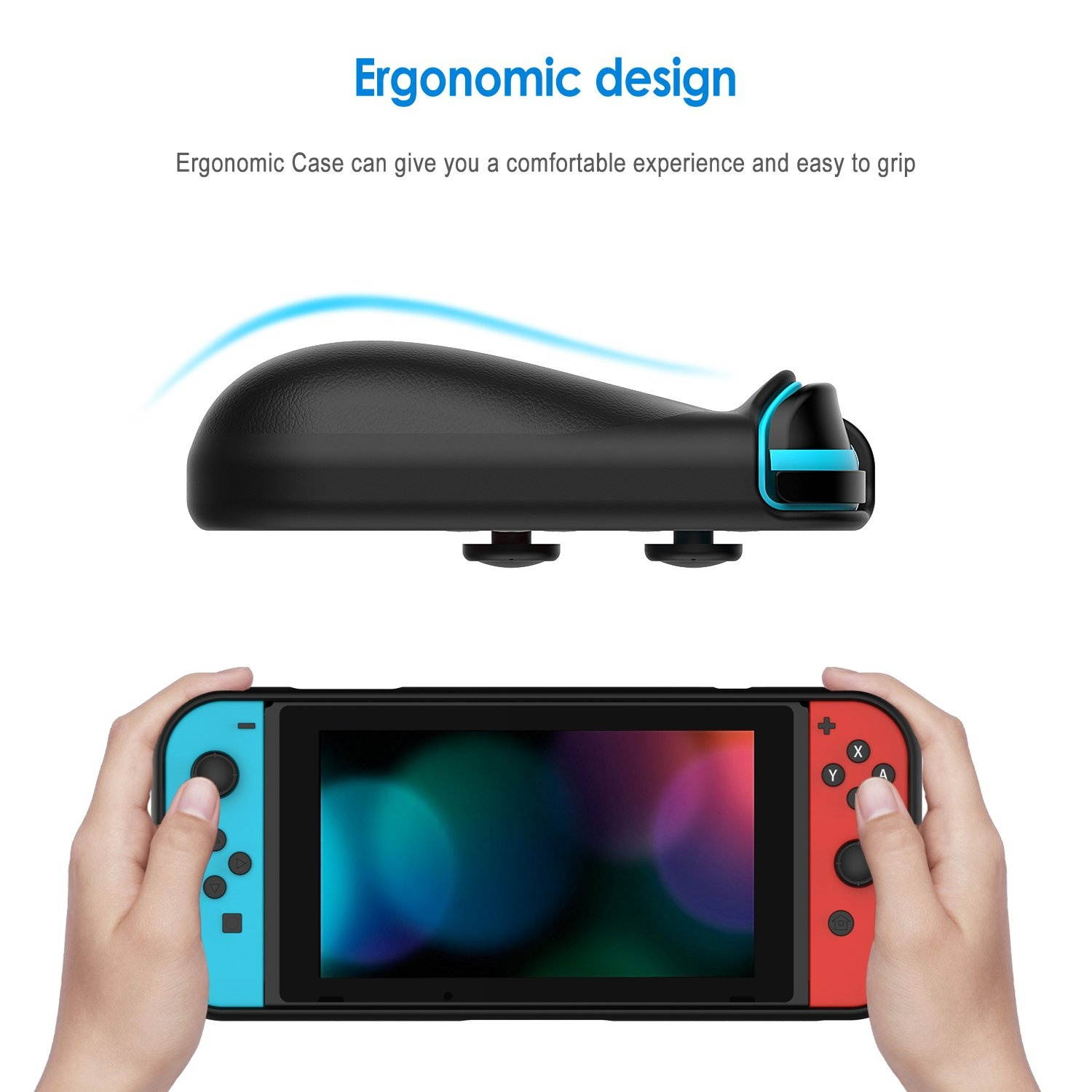 JETech Protective Case for Nintendo Switch 2017, Grip Cover with Shock-Absorption and Anti-Scratch Design (Black)