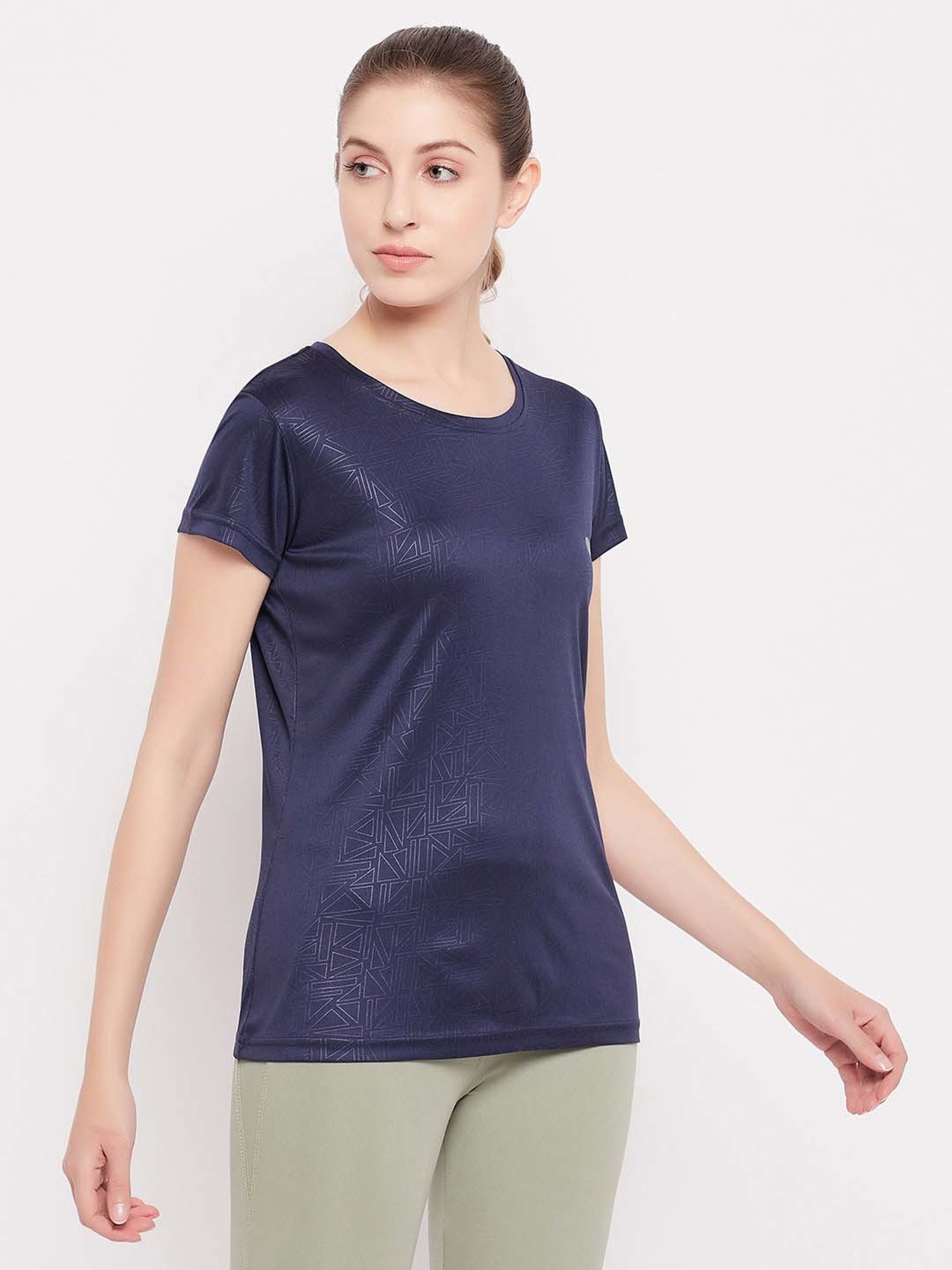 Clovia Blue Printed Sports T-Shirt