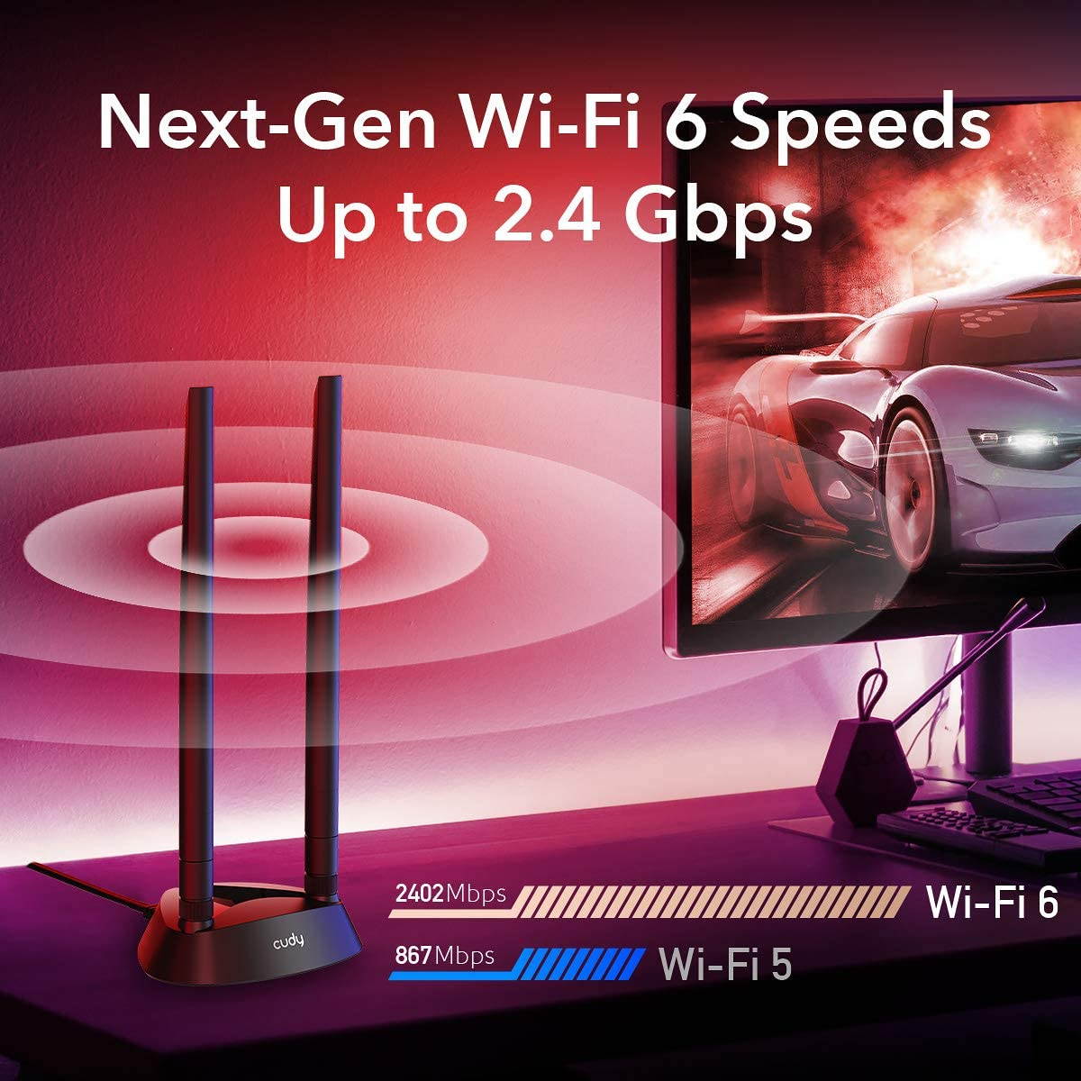 WiFi 6 PCIe Card, Bluetooth 5.0 PCIe Adapter, AX200 Inside, 2402Mbps + 574Mbps, 160MHz, WPA3, Bluetooth 5.0 / 4.2 / 4.0, 802.11 ax/ac/a/b/g/n, Windows 10 64-bit Only (WE4000)