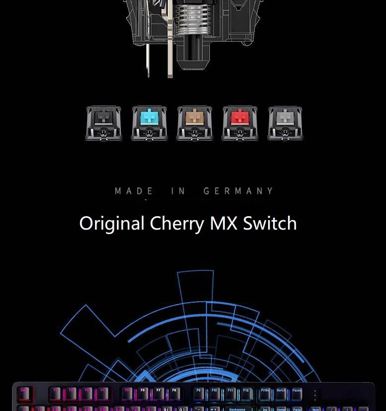 iKBC R410 RGB Backlit N-key Rollover Cherry MX Switch Mechanical Gaming Keyboard, PBT Keycaps