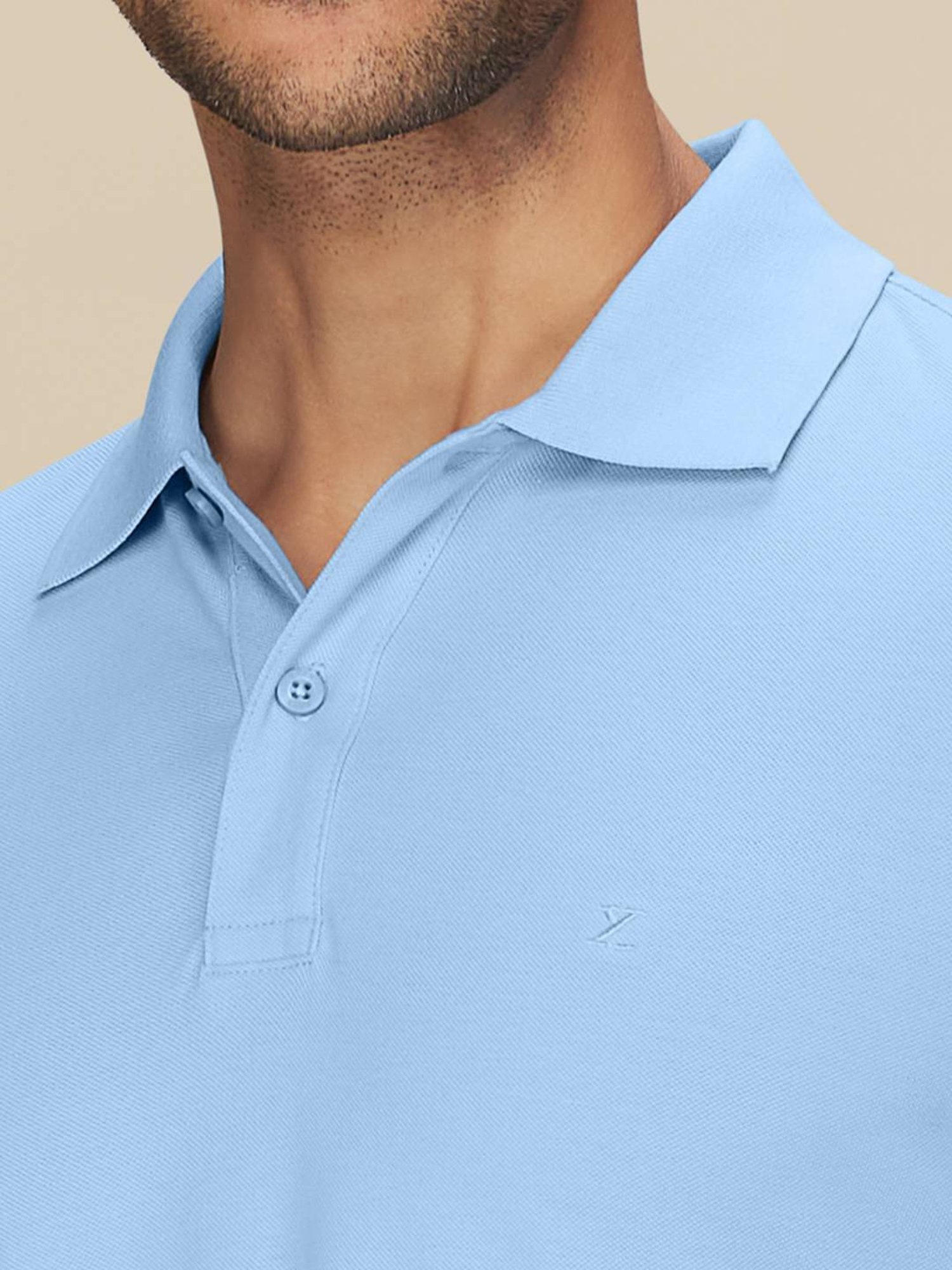XYXX Sky Blue Cotton Regular Fit Polo T-Shirts