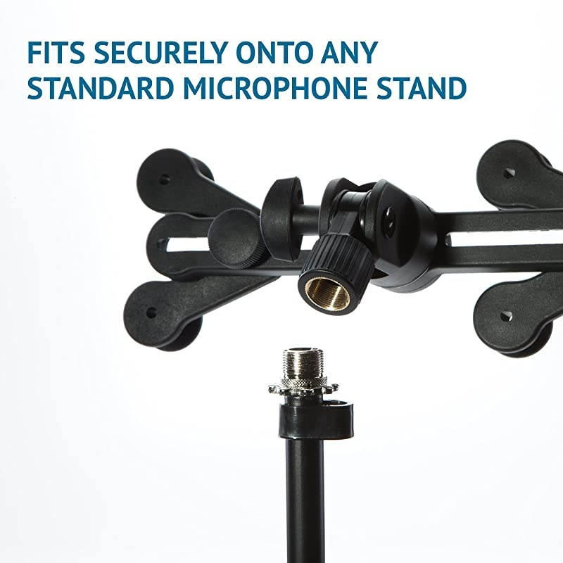 TSM1 Microphone Music Stand Mount Holder For Tablet iPhone Ipad Smartphone And Android Adjustable 360 Degree Swivel Tilt Support Arms 3 To 115 Inch With Extra Detachable Clip