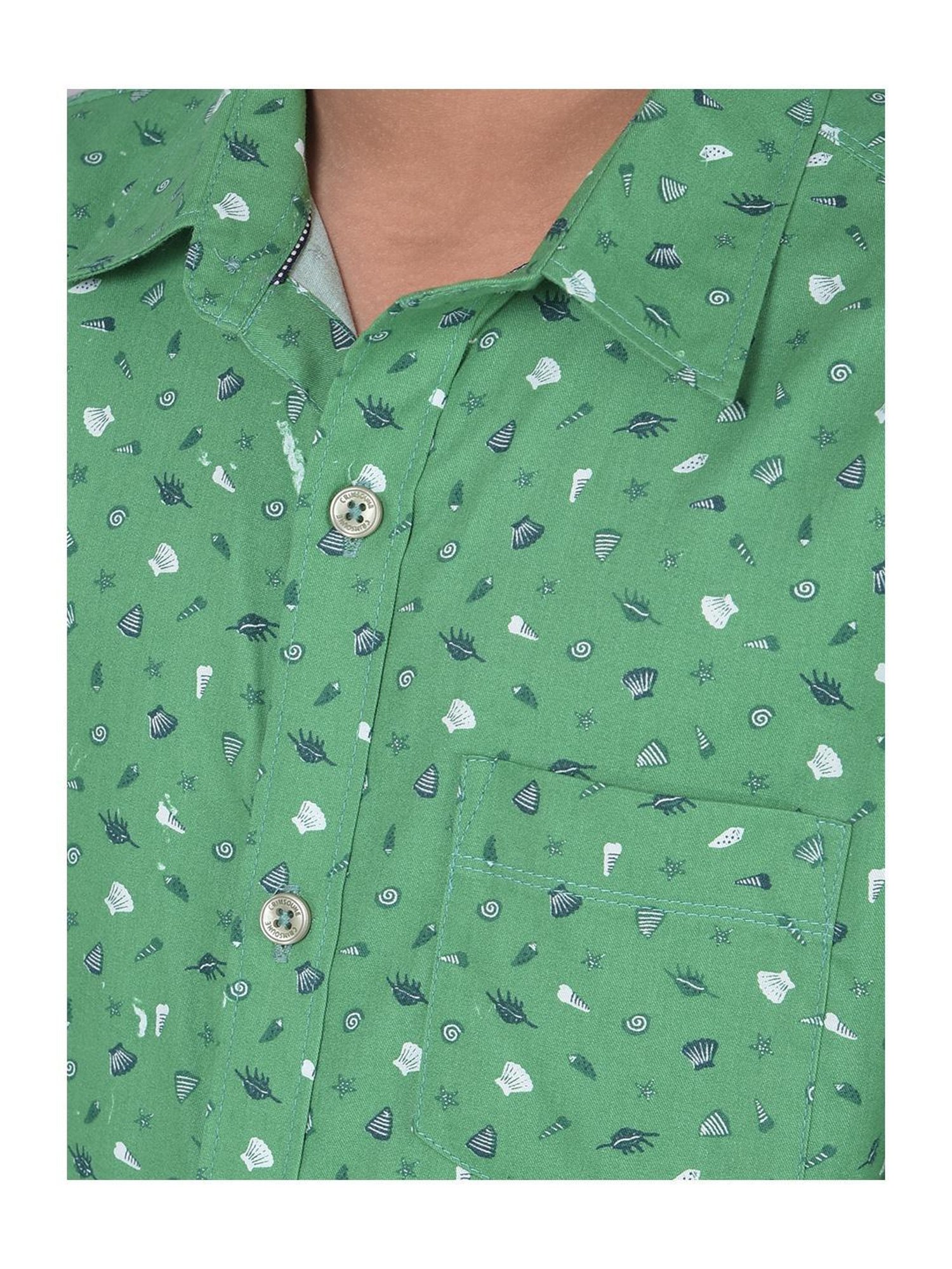 Crimsoune Club Kids Green Printed Full Sleeves Shirt