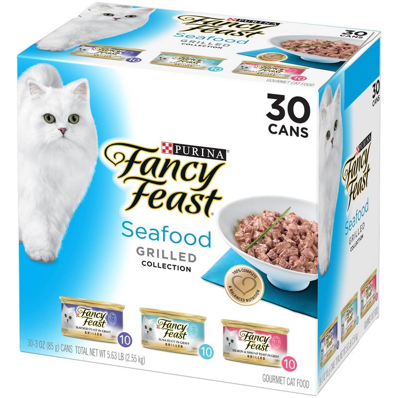 Purina Fancy Feast Seafood Collection Gourmet Wet Cat Food Grilled Collection - 3oz/30ct Variety Pack