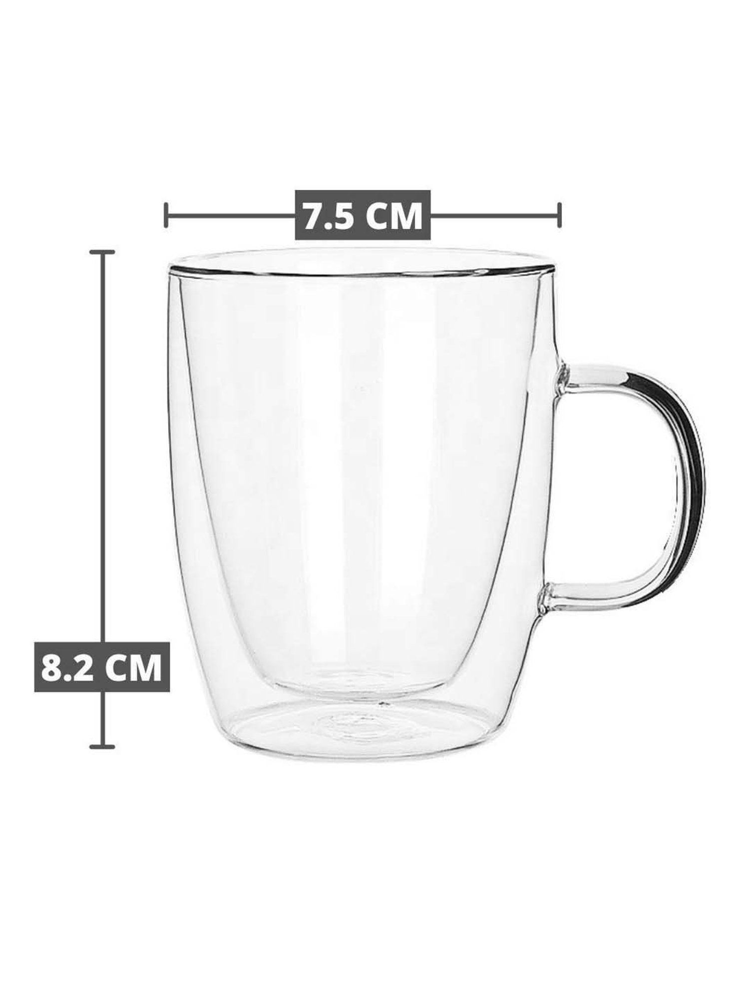 Femora Transparent Crystal Glass Coffee Mugs (170 ml) - Set of 6