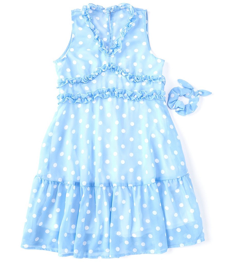 Honey and Rosie Big Girls 7-16 Dotted Overlay Fit-And-Flare Dress