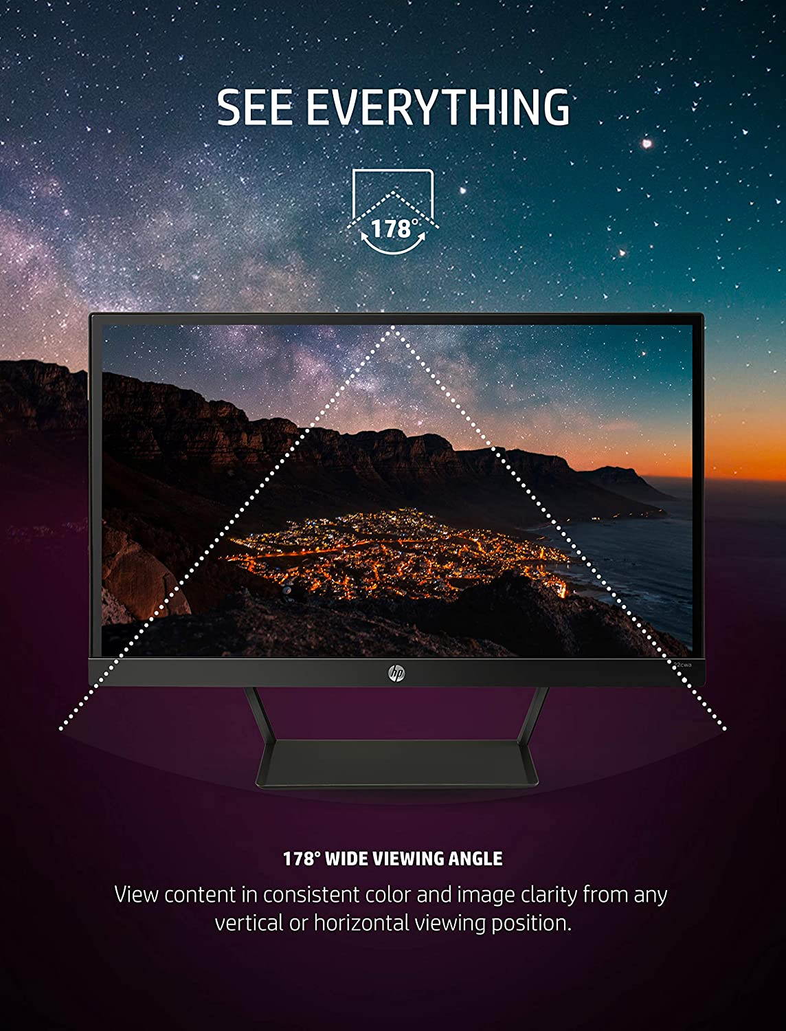 Pavilion 22cwa 21.5-Inch Full HD 1080p IPS LED Monitor, Tilt, VGA and HDMI (T4Q59AA) - Black