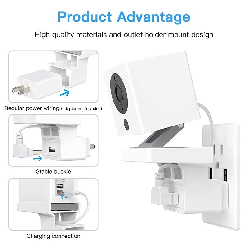 2Pack AC Outlet Mount Compatible with Wyze Cam Reliable mounting Alternative for Wyze Cameras and iSmartAlarm Spot Camera Support Stand