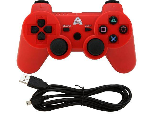CHENGDAO PS3 Controller 2 Pack Wireless Dual Shock Gamepad for Sony Playstation 3 with Charging Cord (Black + red )