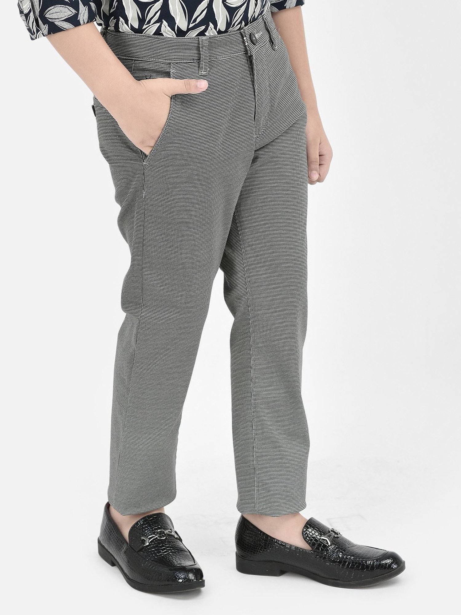 Crimsoune Club Boys Grey Self Trousers