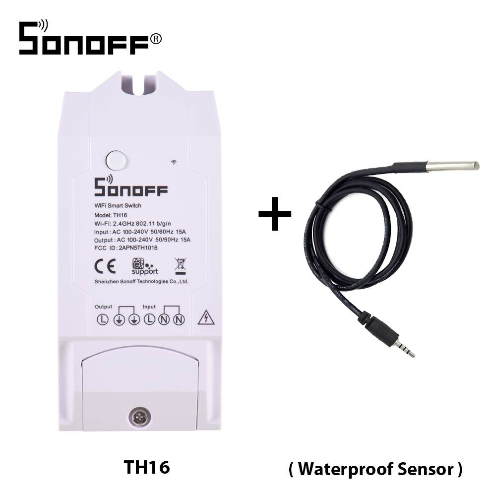 SONOFF TH16 WiFi Wireless Smart Switch Monitoring Temperature Humidity Wireless Home Automation Kit Works With Amazon Alexa Google Home Nest 15A 3500W