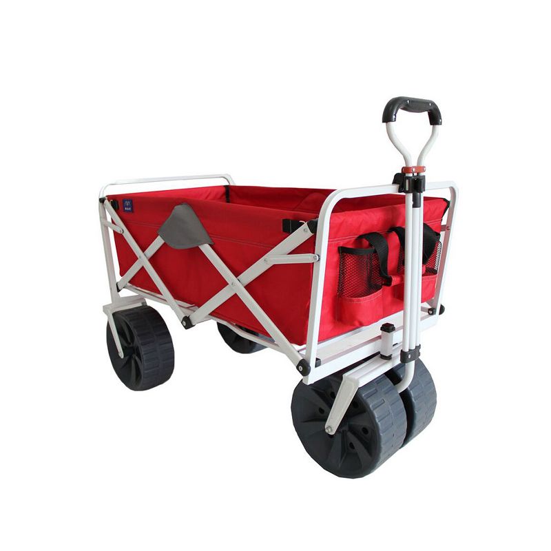 Mac Sports Heavy Duty Collapsible Folding All Terrain Beach Wagon, Red and Grey
