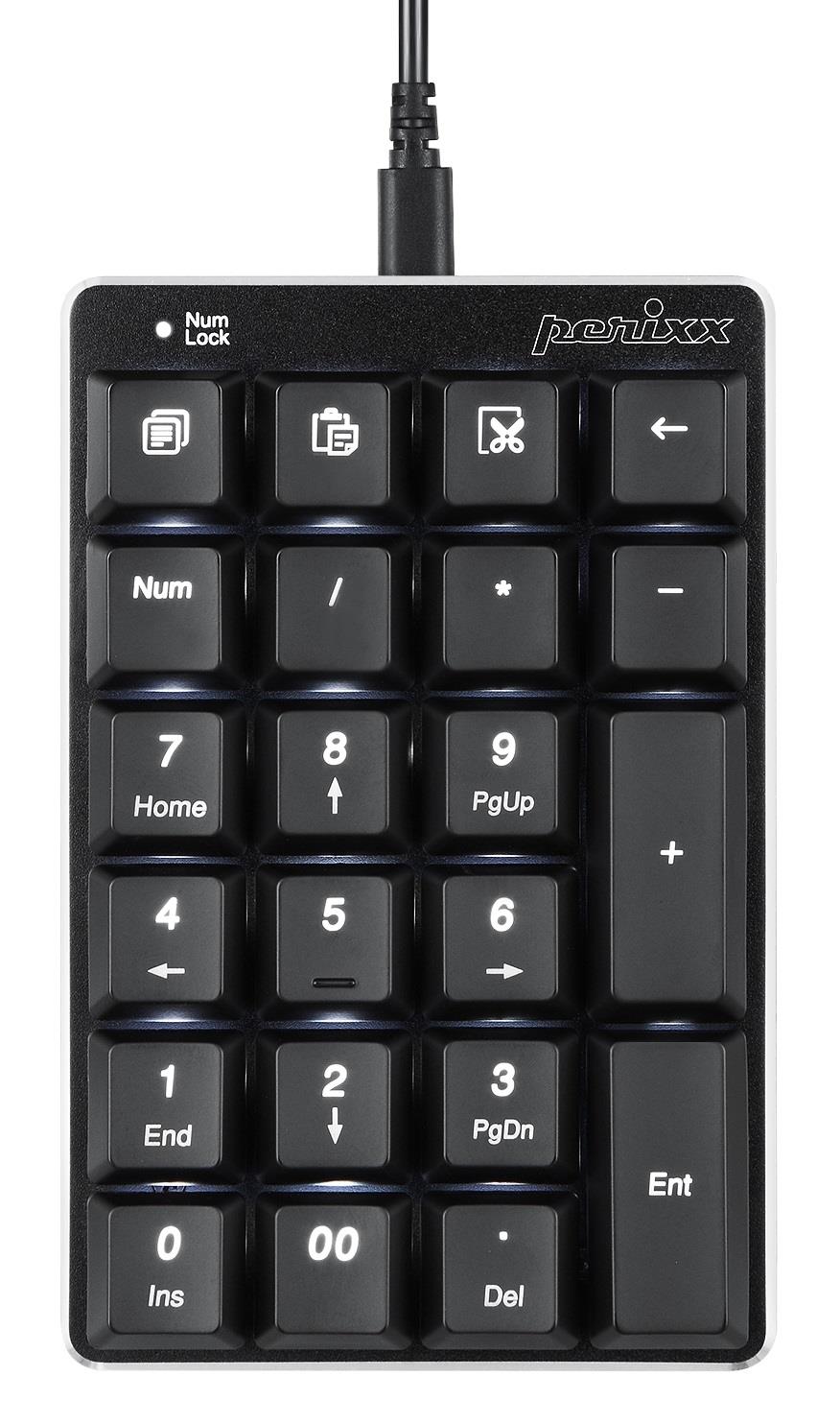 Perixx PERIPAD-303 Wired USB Backlit Mechanical Numeric Keypad, Kailh Brown Switch Illuminated Number Keypad with Office Shortcut Keys, Full Size 22 Keys