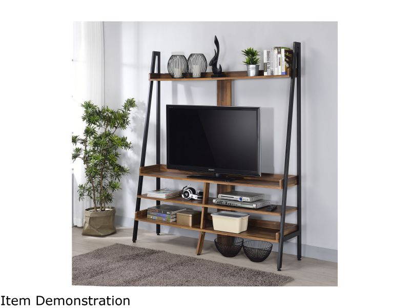 Furniture of America Embida Industrial Wood Entertainment Center in Matte Black