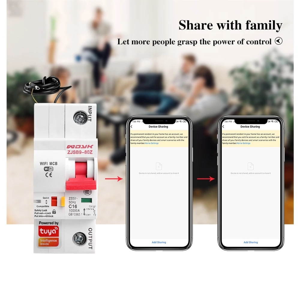 Tuya Smart Life 10A-125A 1P WiFi Smart Circuit Breaker Overload Short-circuit Protection Works with Alexa Google Home-63A