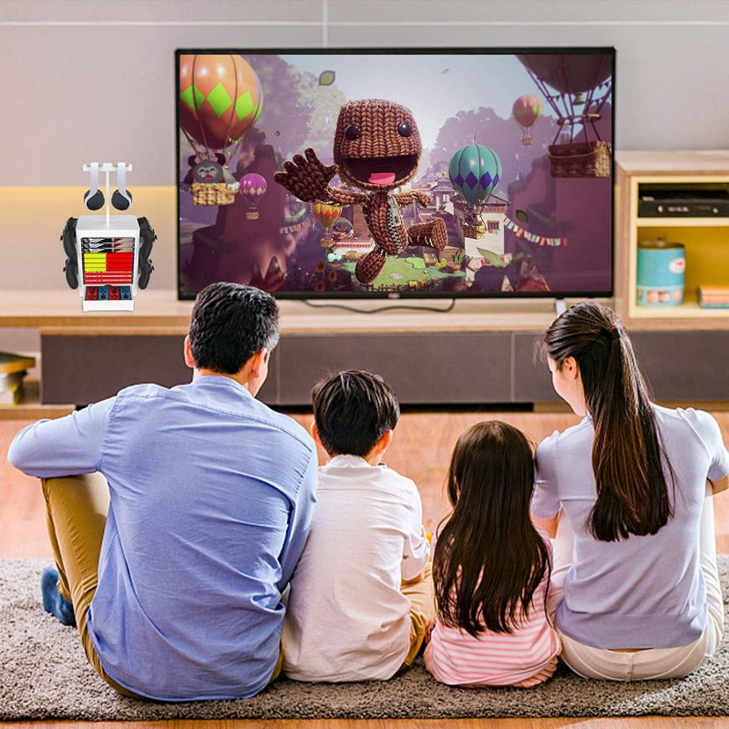 Ackmioxy Headset and Game Organizer (up to 10 Games) for PS5 PS4 Playstation/Xbox Series S & X/Switch Accessories, Headphones, Game Discs, Joy Cons, DualSense, Controllers, Black