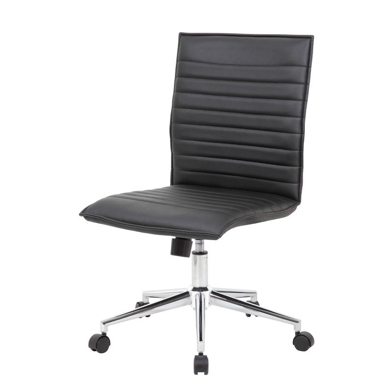 Armless Task Chair Black Vinyl - Boss Office Products