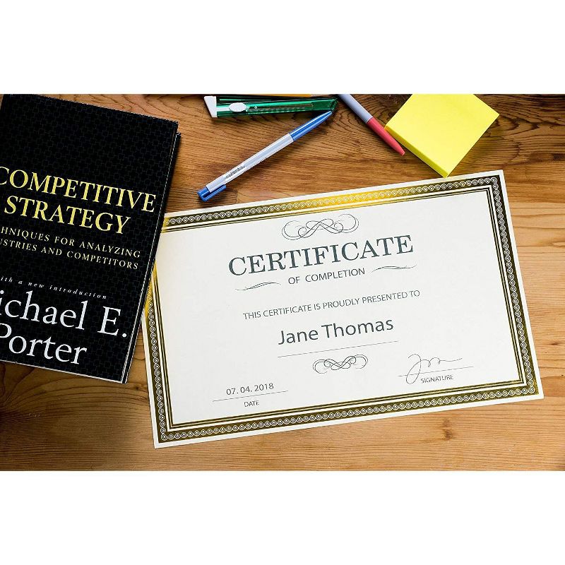 Best Paper Greetings 36-Pack Ivory Blank Certificates Award Paper Sheets with Gold Foil Border, 8.5 x 14 in