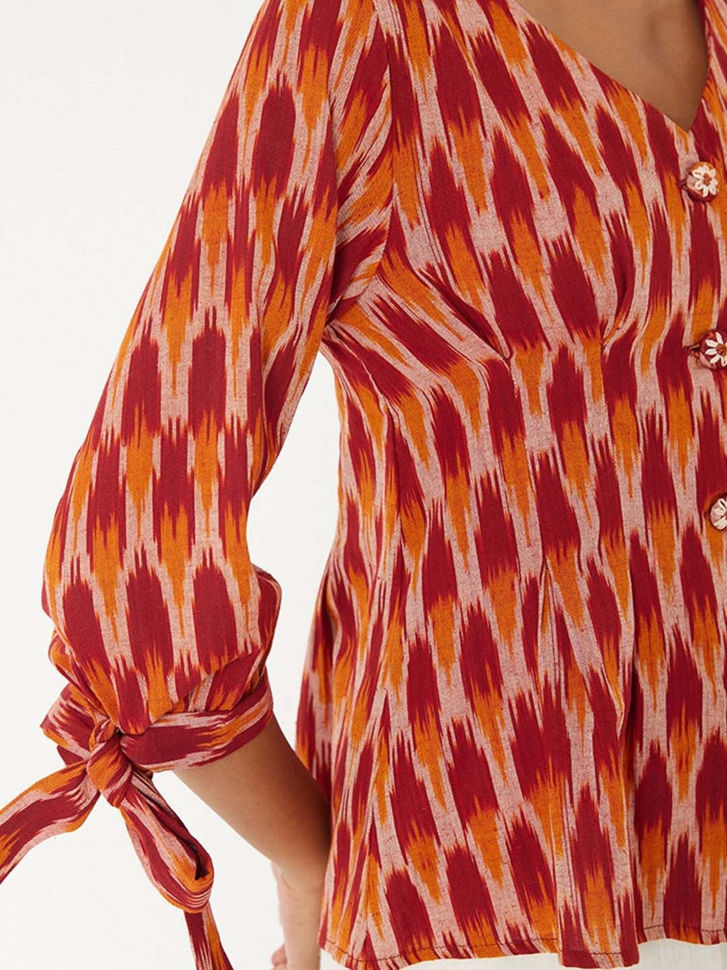 ANCESTRY Orange Printed Top