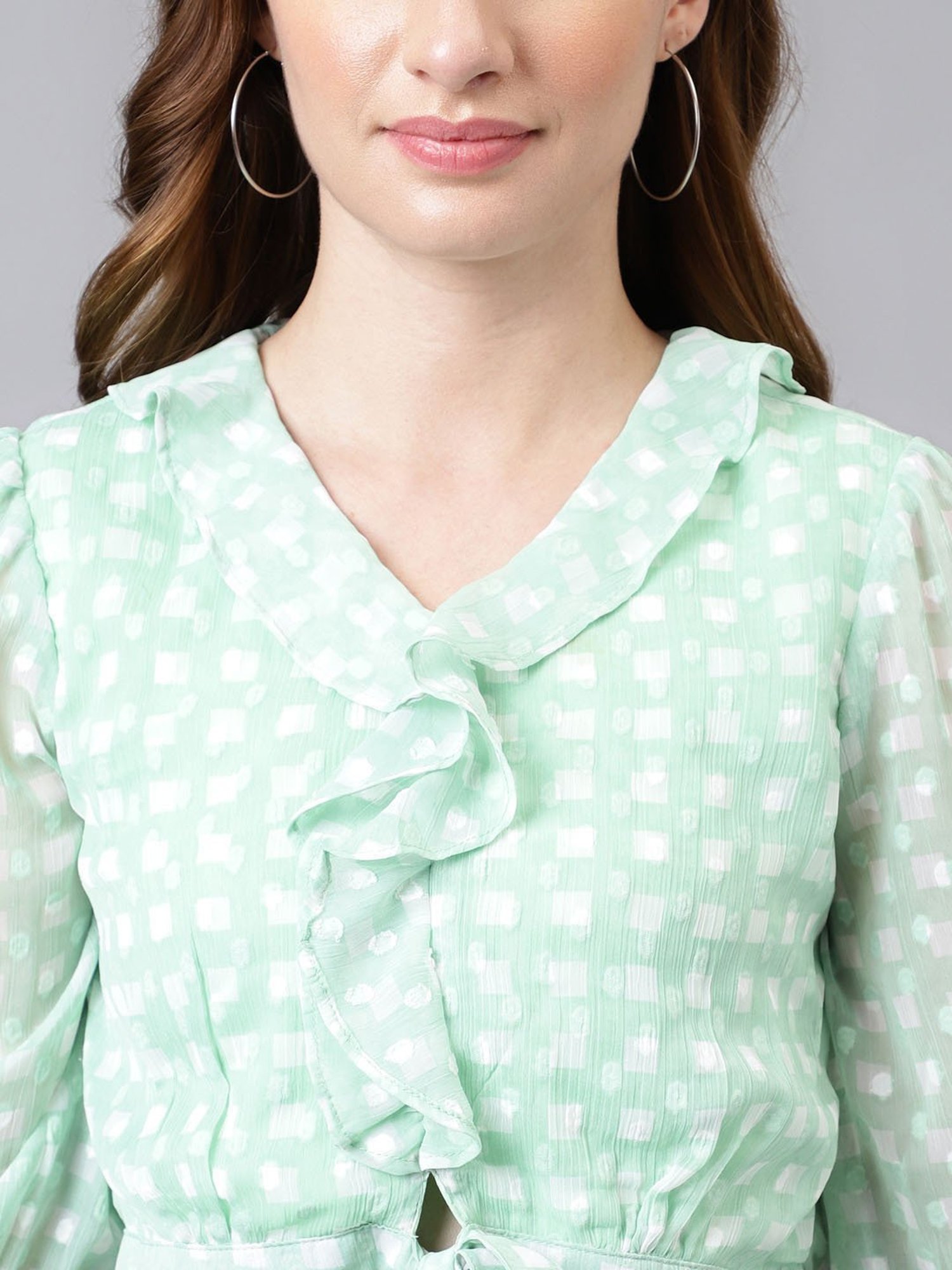 Latin Quarters Green Printed Top