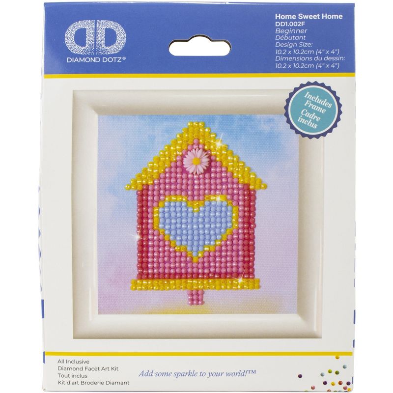 Diamond Dotz Diamond Embroidery Facet Art Kit 4"X4"-Home Sweet Home W/Frame