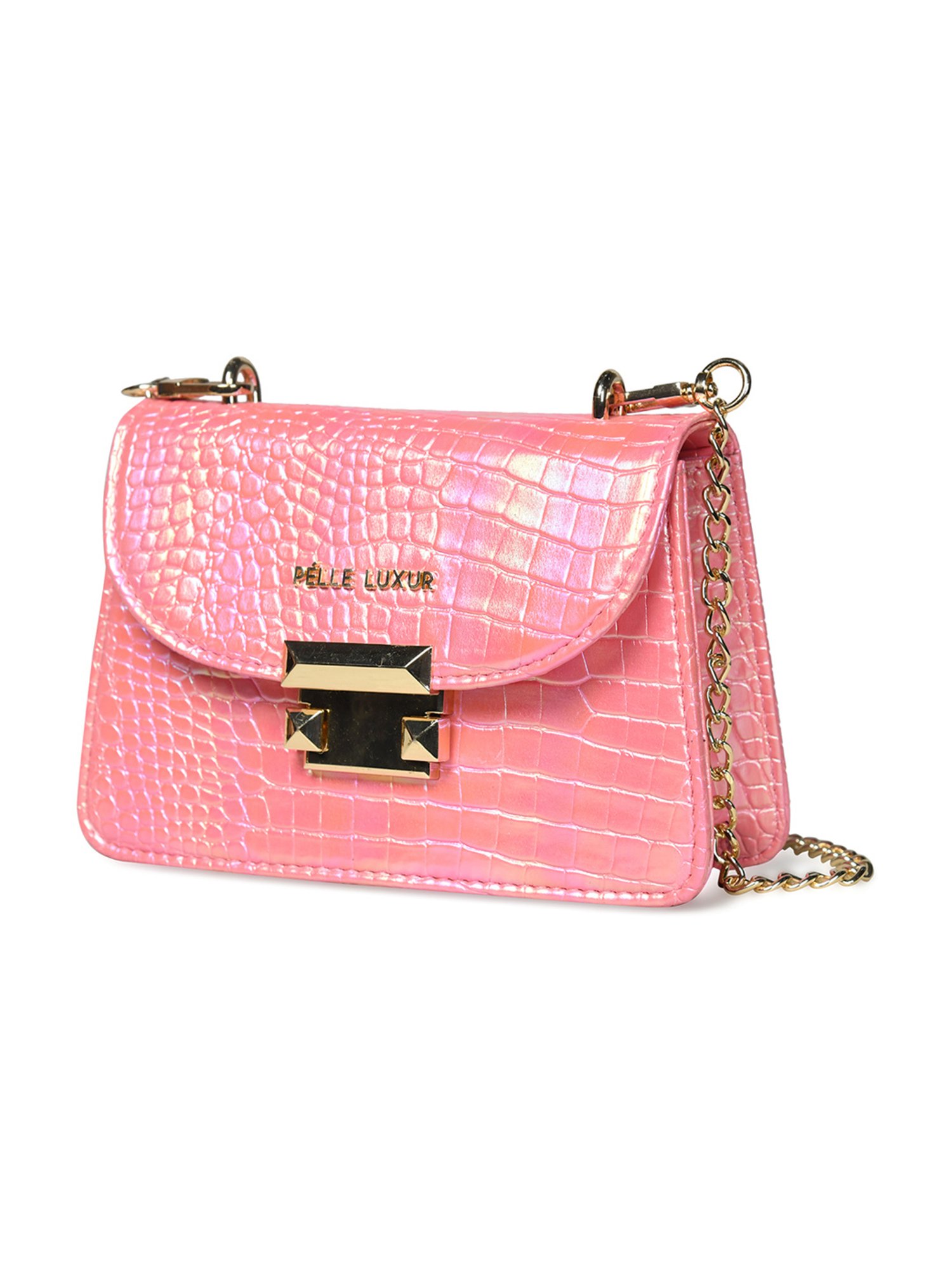 PELLE LUXUR Pink Animal Effect Small Shoulder Bag
