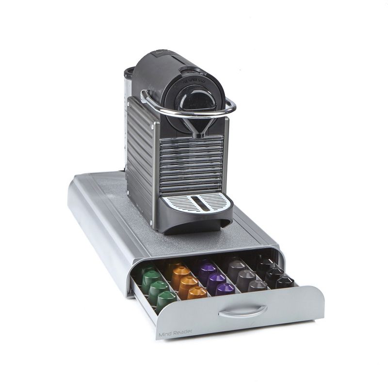 MIND READER Single Drawer Coffee Pod Holder [50 Capacity] (SILVER)