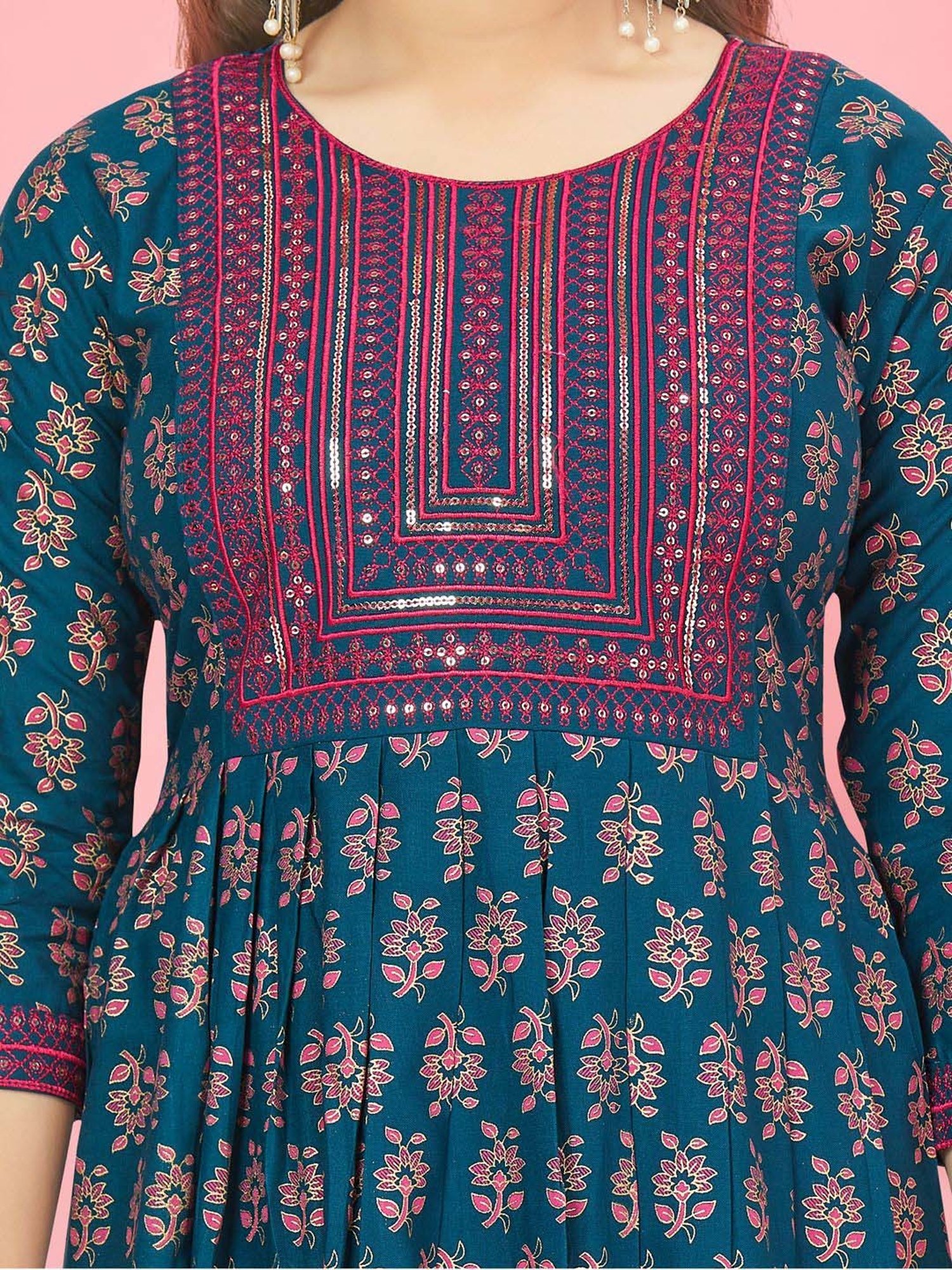 Peppermint Kids Navy Regular Fit Kurta Set