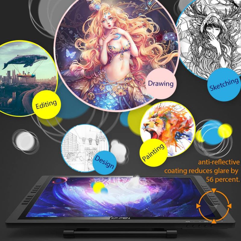 XP-PEN Artist22E Pro Drawing Pen Display Graphic Monitor IPS Monitor 8192 Level Pen Pressure Drawing Pen Tablet Dual Monitor with 16 Express Keys and Adjustable Stand 21.5 Inch