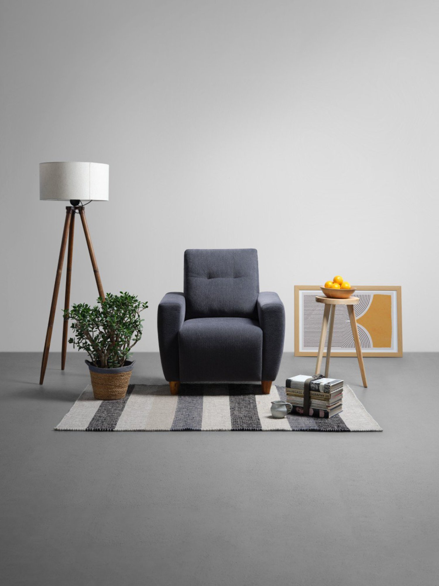 Sleepyhead Yolo Sesame Grey Fabric 1 Seater Sofa