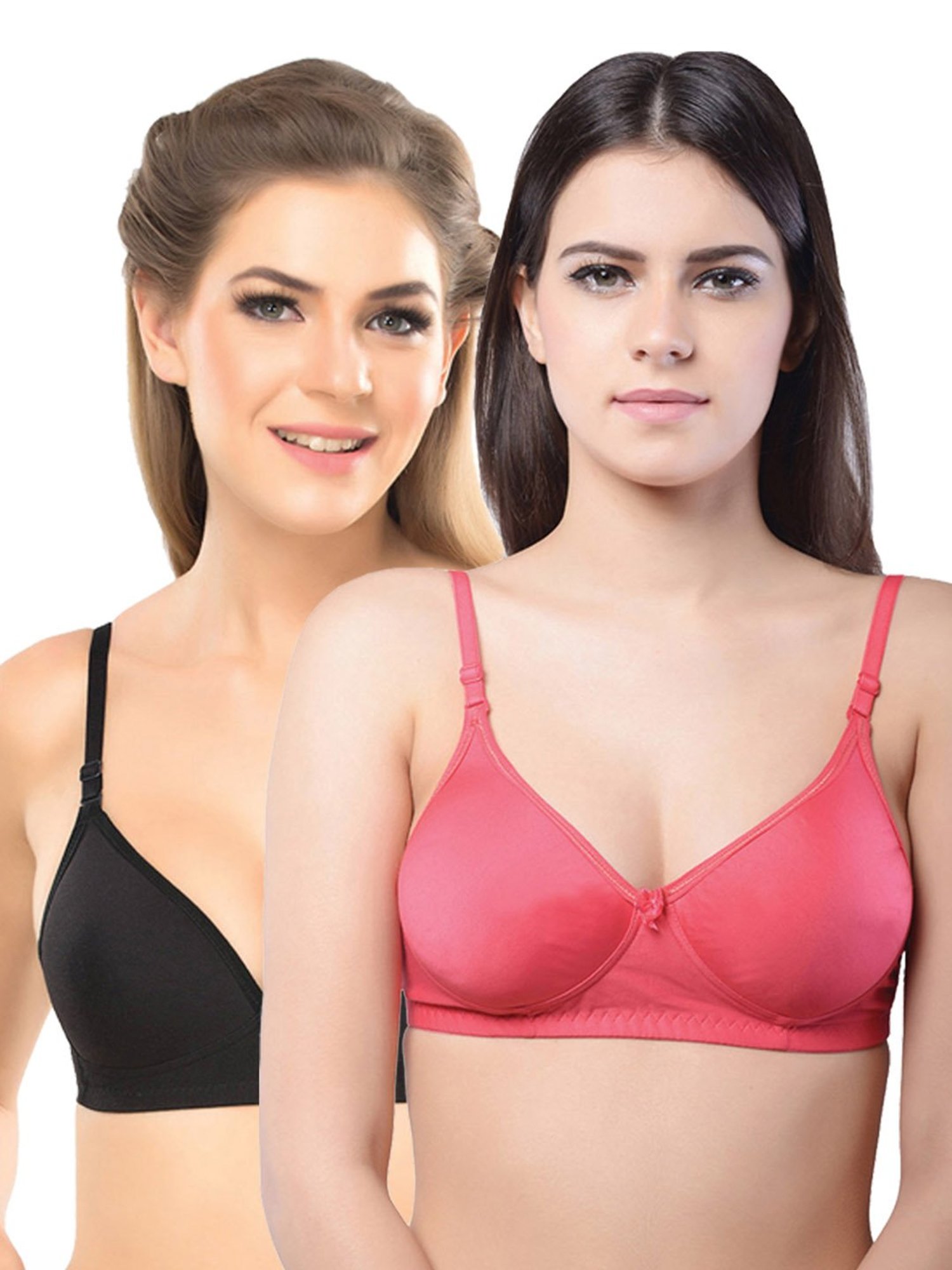 Lady Lyka Multicolor Non Wired Padded T-Shirt Bra (Pack Of 2)