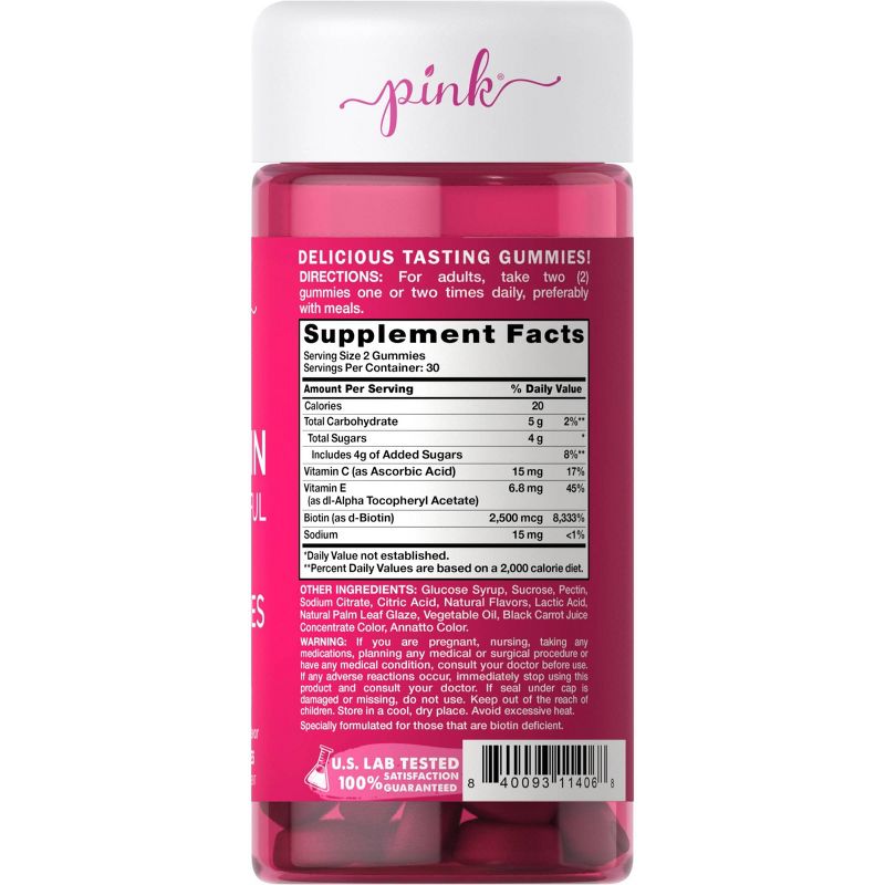 Pink Biotin Beautiful Gummies - Natural Fruit - 60ct